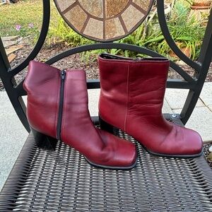 Elegant Burgundy Leather Ankle Boots